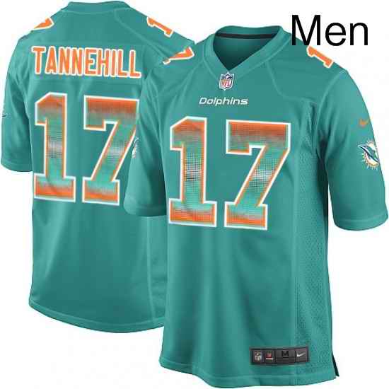Mens Nike Miami Dolphins 17 Ryan Tannehill Limited Aqua Green Strobe NFL Jersey